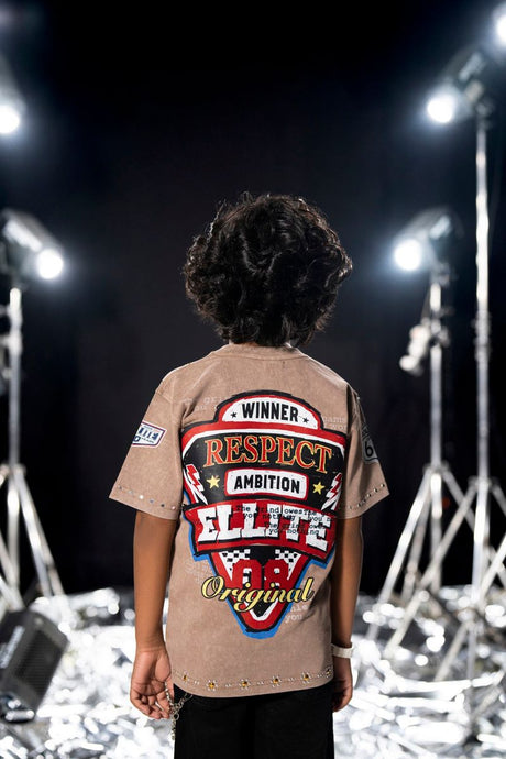 kids oversized rhinestone studded t shirt grind in silence streetwear style