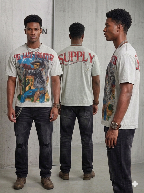 last frontier rhinestone graphic t shirt studded street fit