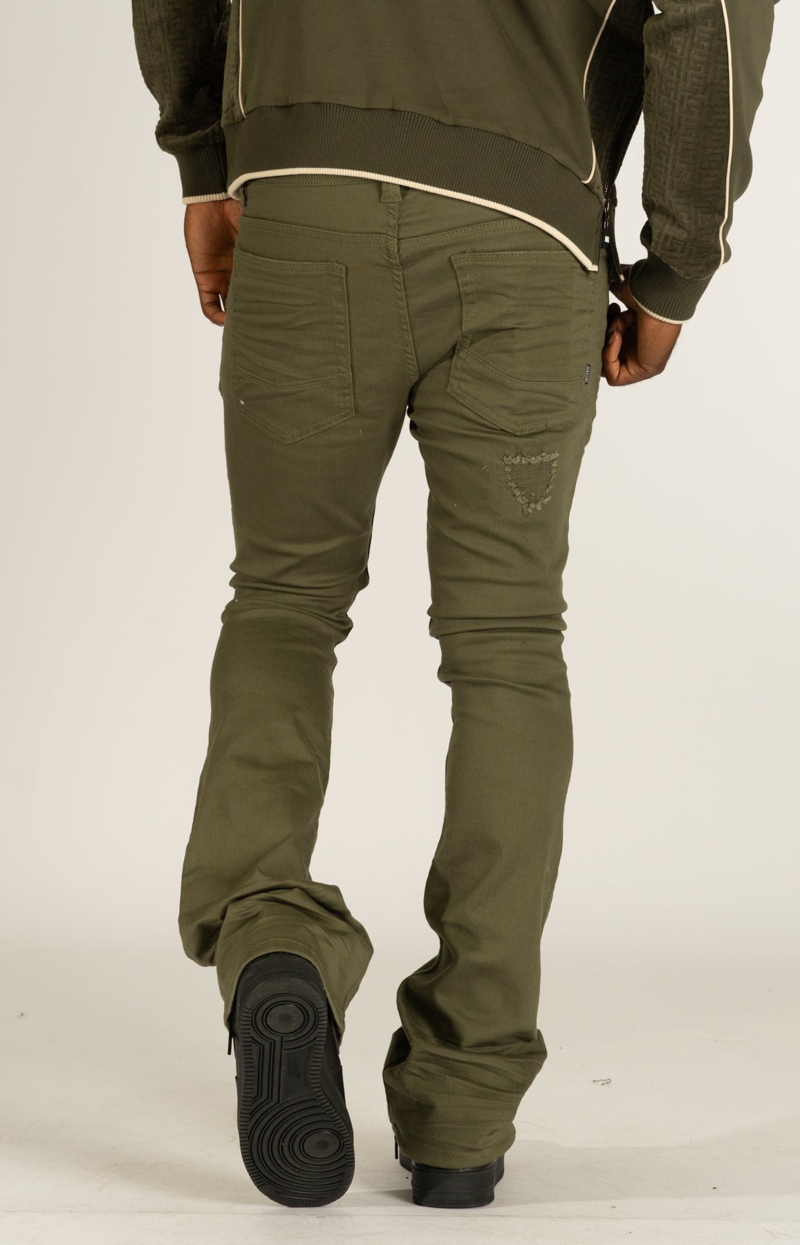 Makobi M1948 Benini Twill Stacked Jeans - Olive