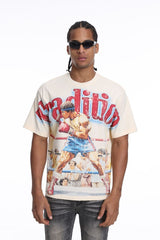 Mens minimal fashion T-shirt neutral color clean style