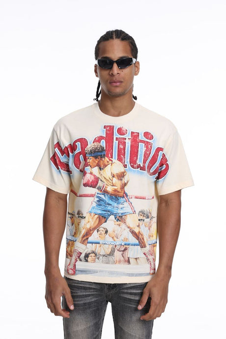 Mens minimal fashion T-shirt neutral color clean style