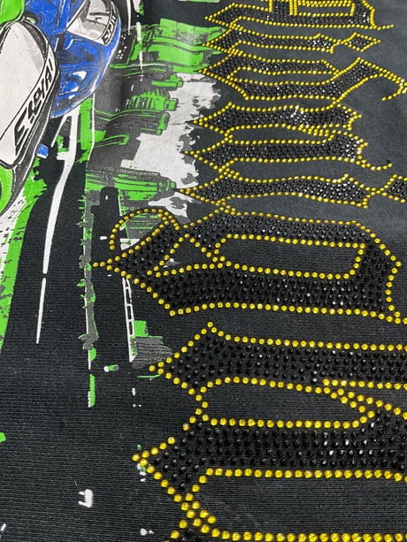 black rhinestone t shirt midnight legend graphic streetwear outfit