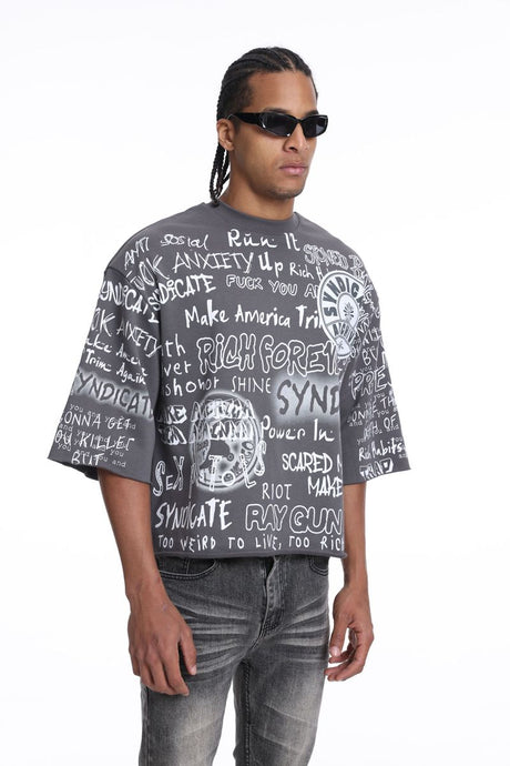 Minimal sporty streetwear cropped tee grey clean style