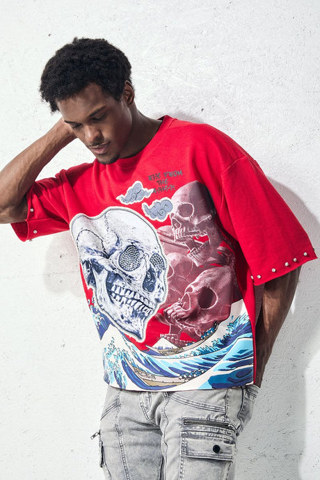 Streetwear outfit inspired by rise from the ashes message graphic tee