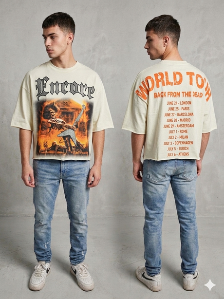 Multicolor cropped tee Y2K streetwear fashion vibe