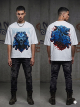 Urban outfit featuring a multicolor graphic T-shirt