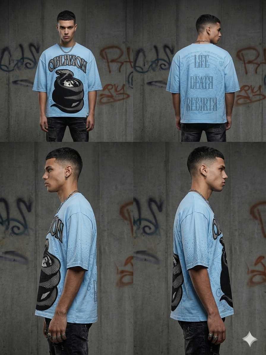 sky blue rhinestone graphic tee oblivion street fit
