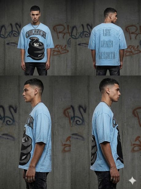 sky blue rhinestone graphic tee oblivion street fit