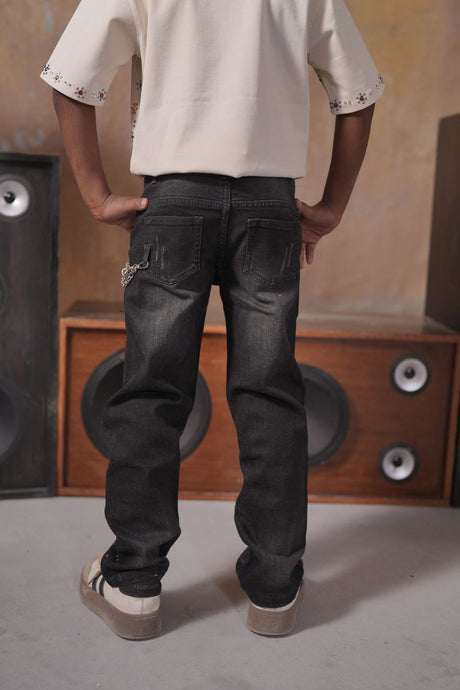 Premium kids baggy jeans with heavy embellishment for standout fashion