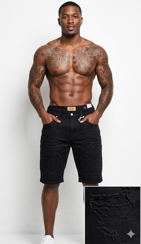 Relaxed streetwear look using washed denim shorts