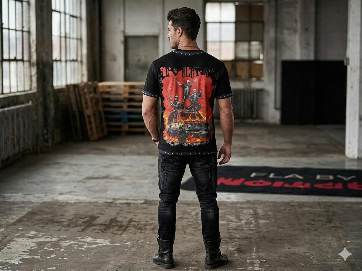 studded rhinestone t shirt revolution graphic street fit