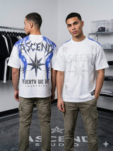 Streetwear outfit styled with a loose fit rhinestone star T-shirt