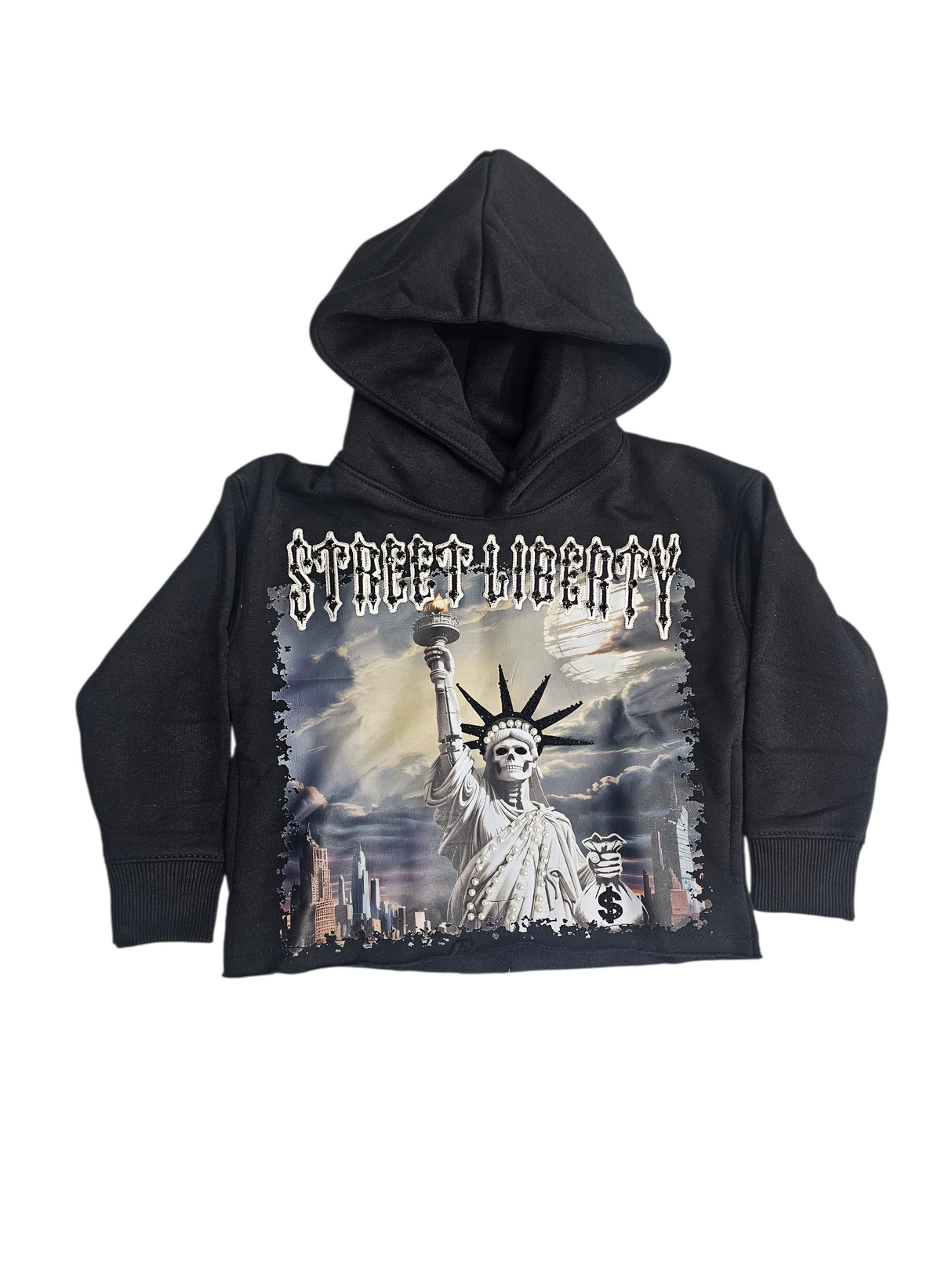 Focus Kids Street Liberty Rhinestones Cropped Hoodie Multi Colors