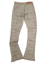Arketype Stacked Twill Pants With Frayed Patches Khaki