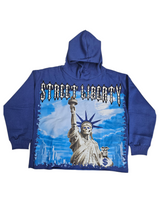 Focus Street Liberty Rhinestones Cropped Hoodie Multi Colors