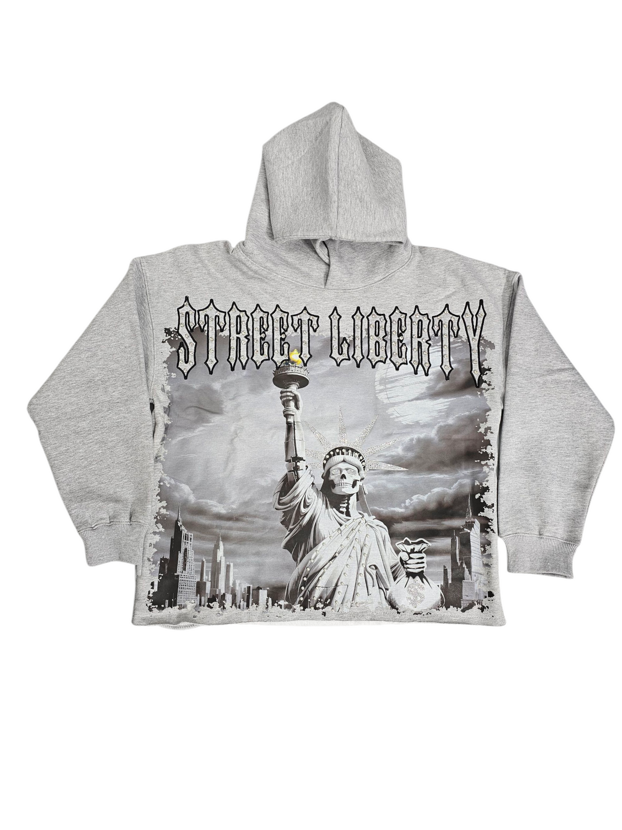 Focus Street Liberty Rhinestones Cropped Hoodie Multi Colors