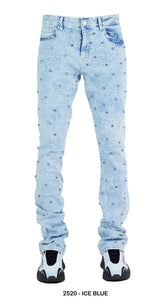 Focus Rhinestone Stud Stacked Jeans Multi Colors