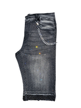 FOCUS ALL OVER STONES JEANS SHORT WITH CHAINS MULTI COLORS