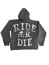 Focus Hell Rider Garment Dye Rhinestones Cropped Hoodie Multi Colors