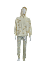 Focus Cropped Crystal Embroidered Hoodie Multi Colors
