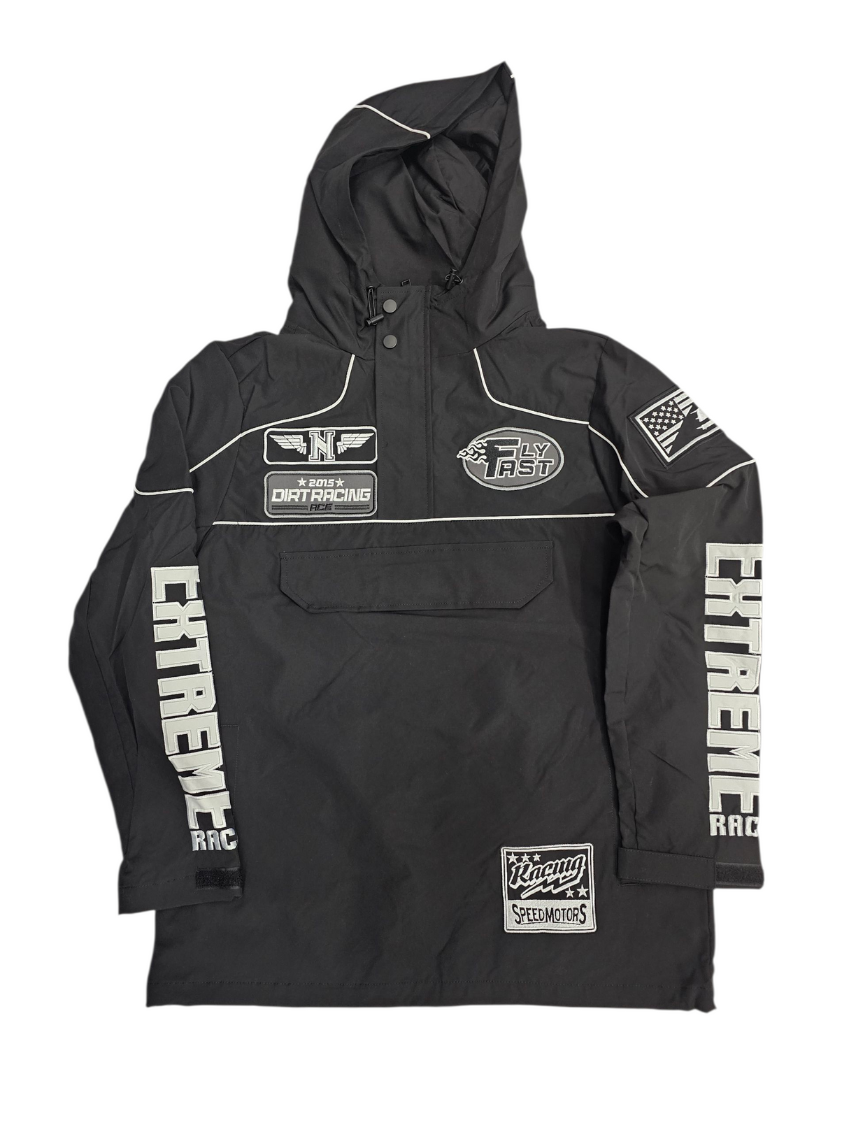 REBEL MINDS RACING NYLON HOODIE BLACK