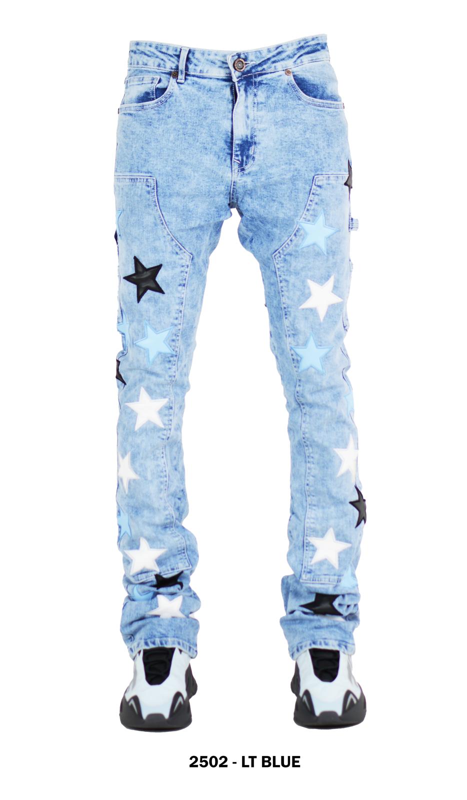 FOCUS ALL OVER STAR STACKED JEANS MULTI COLORS