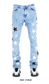 FOCUS ALL OVER STAR STACKED JEANS MULTI COLORS
