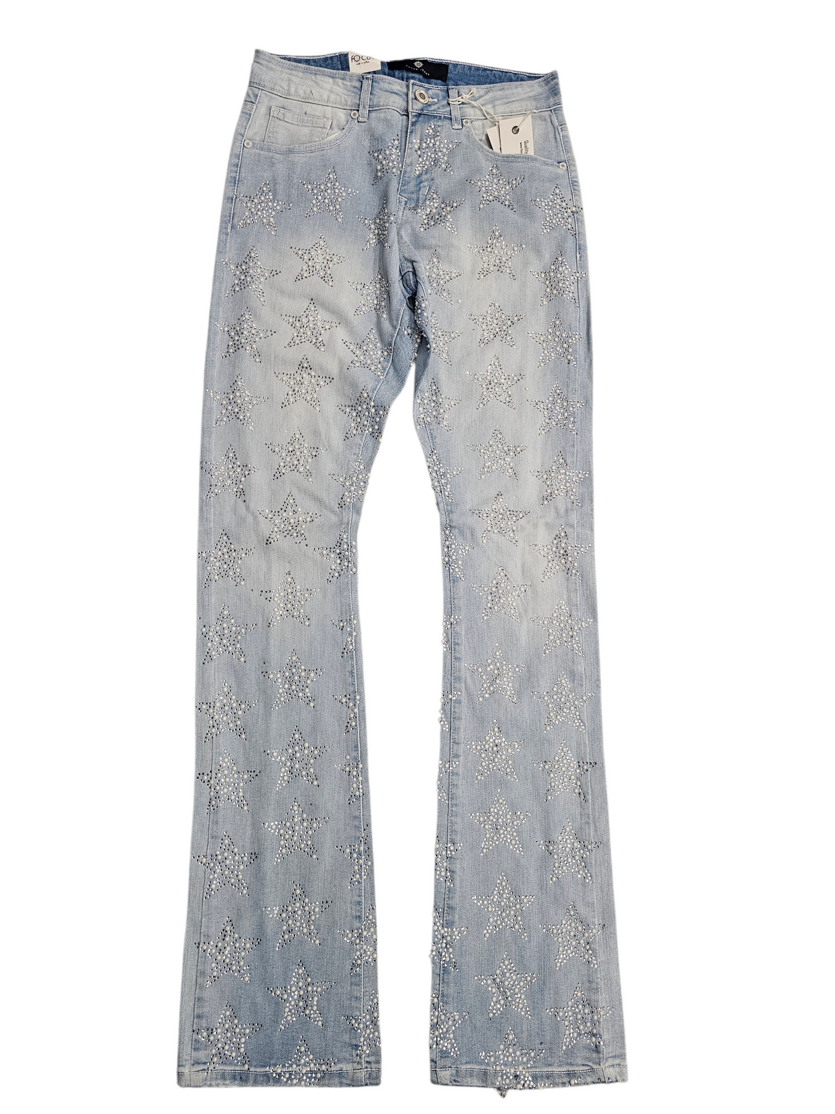 Focus Rhinestone Star Stacked Jeans Multi Colors
