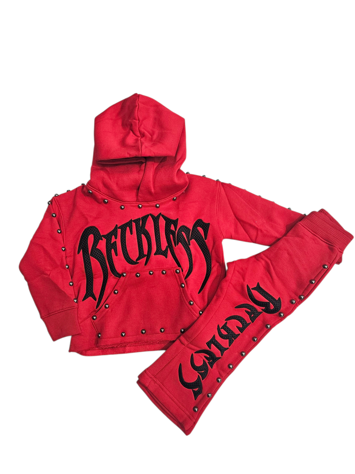 Focus Kids Reckless Studded Stacked Jogger Set Top & Bottom Multi Colors