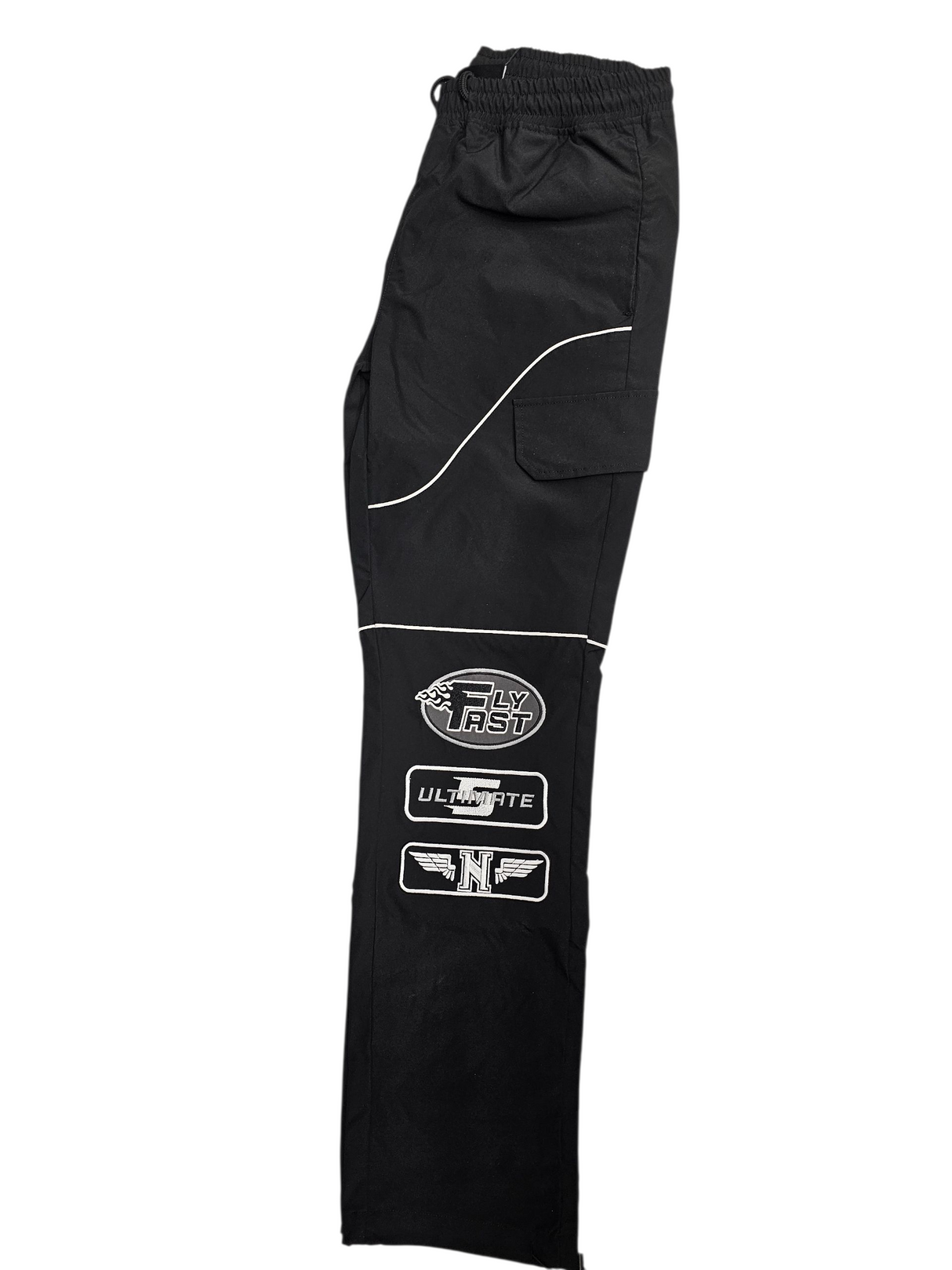 REBEL MINDS RACING NYLON STACKED JOGGER BLACK