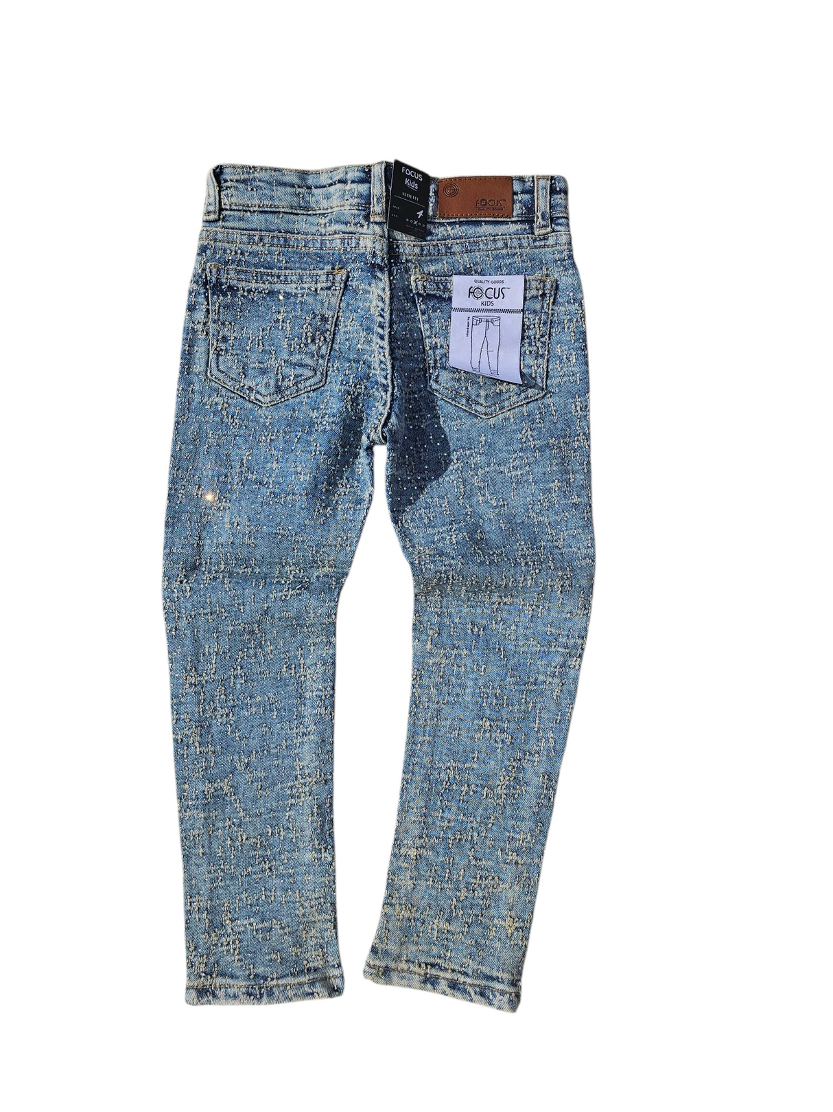 FOCUS KIDS JEANS LASER RIP WITH STONE MULTI COLORS