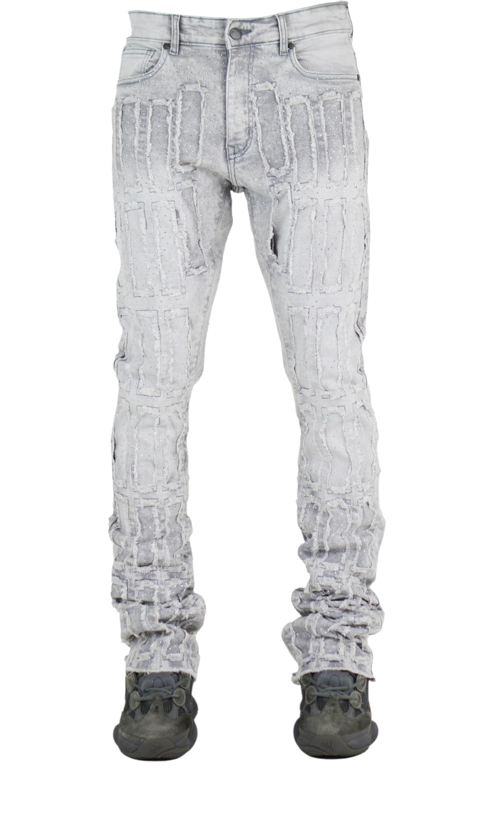 Focus Multi Layers Rhinestone Stacked Jeans Multi Colors