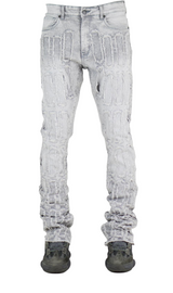 Focus Multi Layers Rhinestone Stacked Jeans Multi Colors
