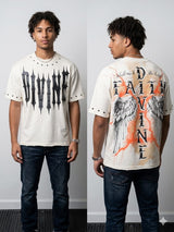 Publik Divine Pu Applique Studded Rhinestone T-Shirt Multi Colors