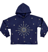 Focus Starbrust Crystal Cropped Hoodie Navy