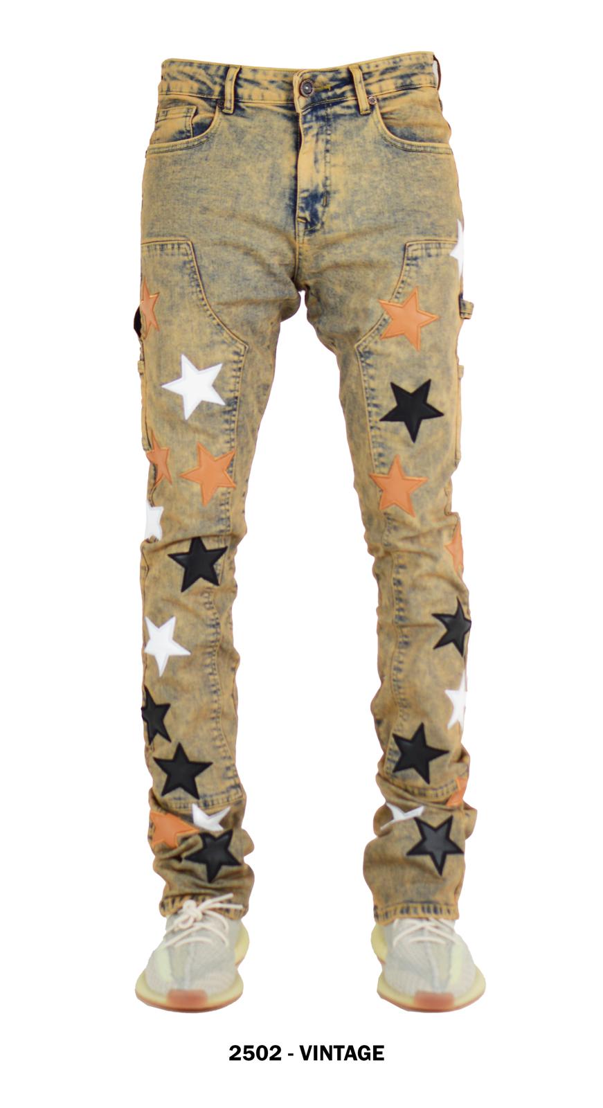 FOCUS ALL OVER STAR STACKED JEANS MULTI COLORS