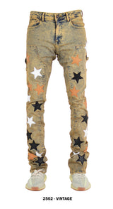 FOCUS ALL OVER STAR STACKED JEANS MULTI COLORS