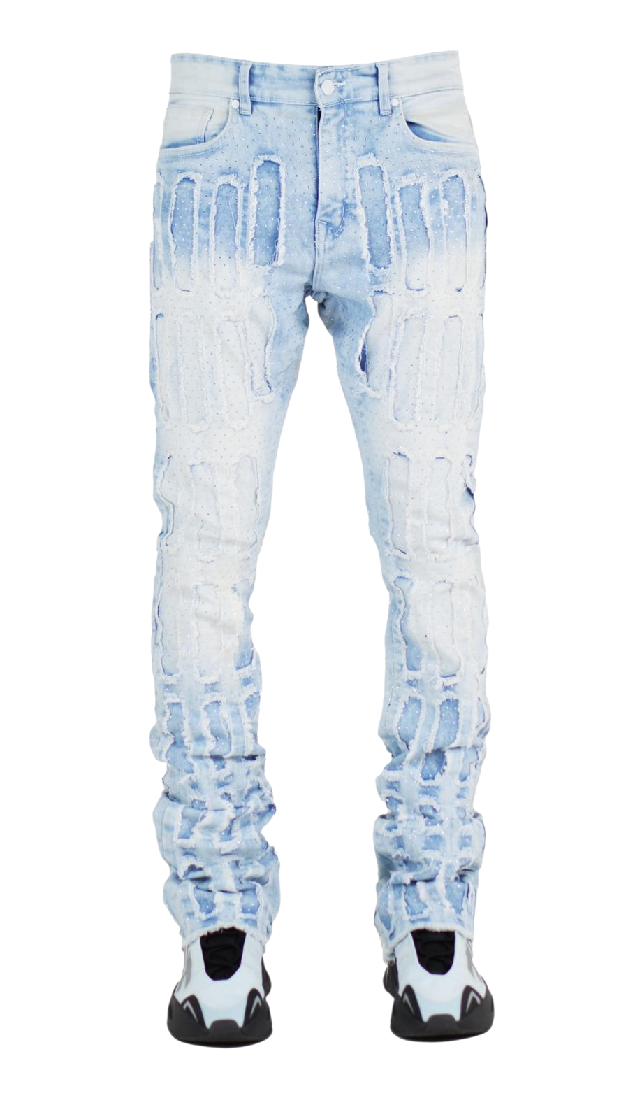 Focus Multi Layers Rhinestone Stacked Jeans Multi Colors