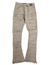 Arketype Stacked Twill Pants With Frayed Patches Khaki
