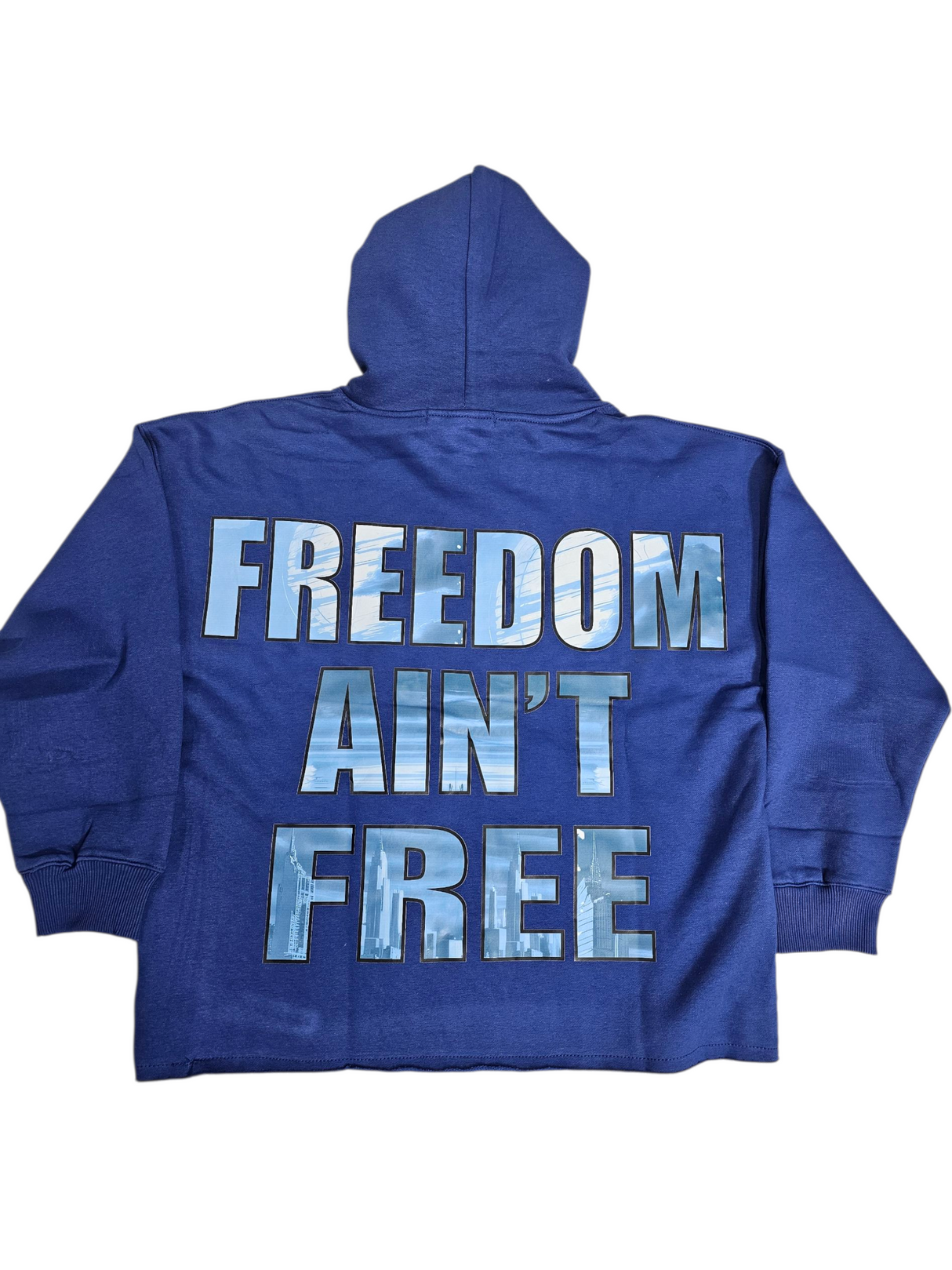 Focus Street Liberty Rhinestones Cropped Hoodie Multi Colors