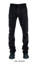 Focus Rhinestone Stud Stacked Jeans Multi Colors