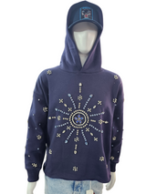 Focus Starbrust Crystal Cropped Hoodie Navy