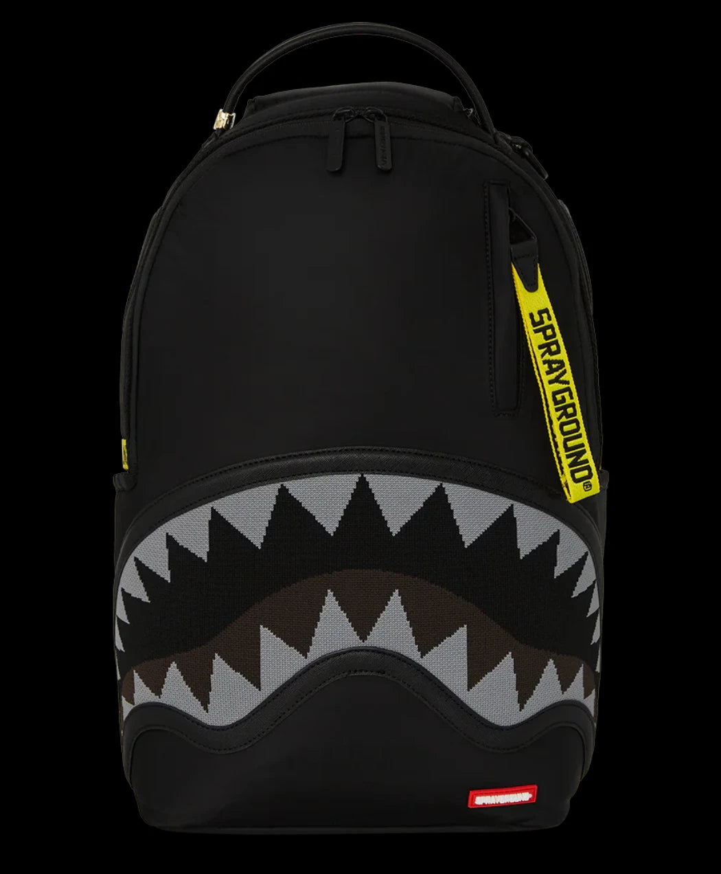 SPRAYGROUND SHARK CENTRAL YELLOW TAPE DLX SATIN BACKPACK