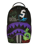 SPRAYGROUND SHARK CENTRAL STENCILS- BLACK DLXSV BACKPACK