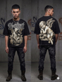 Streetwear outfit styled with a multicolor Saints rhinestone T-shirt
