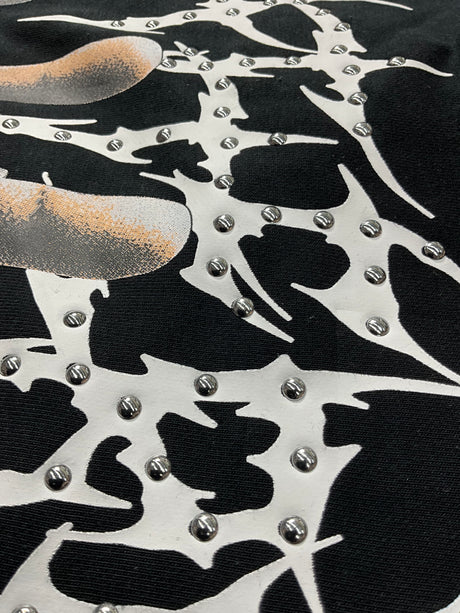 Modern streetwear look with a statement rhinestone T-shirt