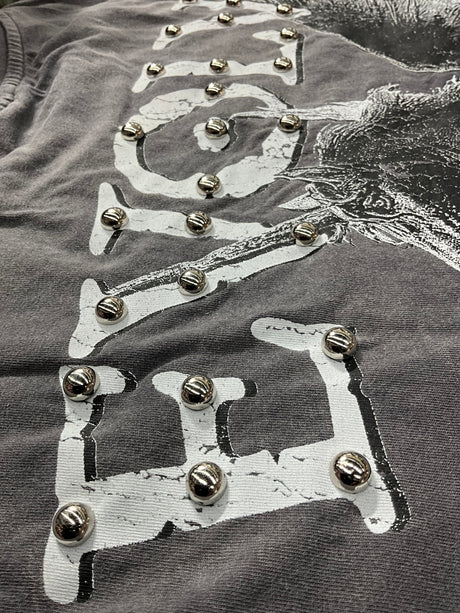 streetwear grey wash t shirt studded evolve concept design