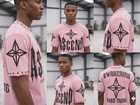 Streetwear look with a studded design short set