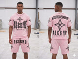Streetwear outfit styled with a studded short set