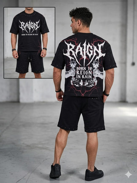 Urban outfit featuring a studded short set